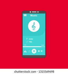 Music Player UI app design, vector illustration smartphone screen - Vector