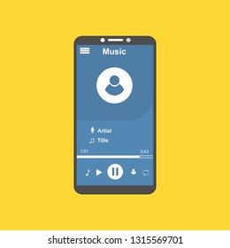 Music Player UI app design, vector illustration smartphone screen - Vector