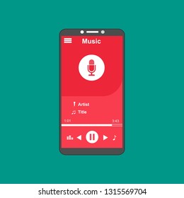 Music Player UI app design, vector illustration smartphone screen - Vector