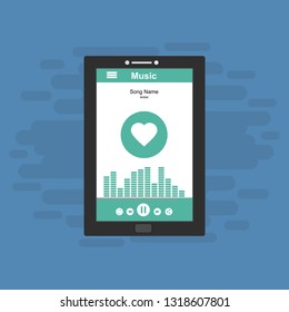 Music Player UI app design, vector illustration smartphone screen - Vector