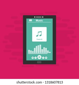 Music Player UI app design, vector illustration smartphone screen - Vector