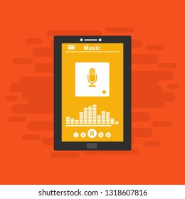 Music Player UI app design, vector illustration smartphone screen - Vector