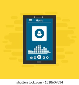 Music Player UI app design, vector illustration smartphone screen - Vector