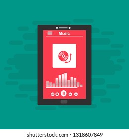 Music Player UI app design, vector illustration smartphone screen - Vector