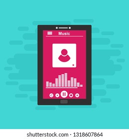 Music Player UI app design, vector illustration smartphone screen - Vector
