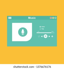 Music Player UI app design, vector illustration smartphone screen - Vector