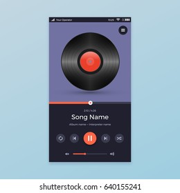 Music Player UI App Design, Vector Illustration Smartphone Screen