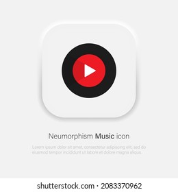 Music Player UI app vector icon in trendy soft material neumorphism style. Vector EPS 10