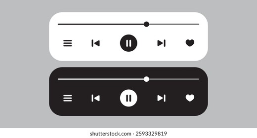 Music Player UI with Sound Wave. Audio Playback Interface Vector Icon
