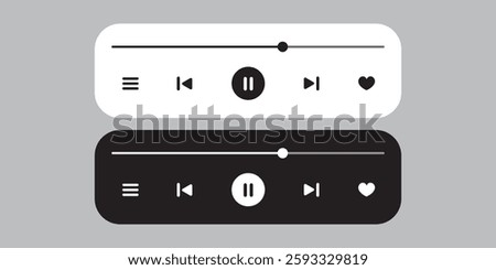 Music Player UI with Sound Wave. Audio Playback Interface Vector Icon