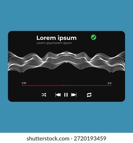 Reproductor de música UI Vector. Widget de reproductor de medios de audio