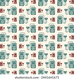 Musik-Player einzigartig trendige mehrfarbige wiederholende Muster Vektor-Illustration Hintergrund