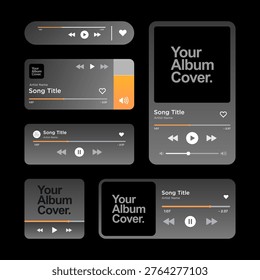 Music Player User Interface with album cover. Audio Media Player Widget with Buttons and Song Duration Bar. Modern UI Design Element for Music App Design. Vector illustration