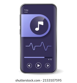 music player user interface realistic smartphone, Smartphone redesign realistic object 