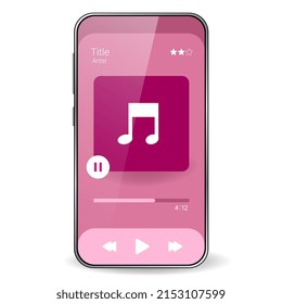 music player user interface realistic smartphone, Smartphone redesign realistic object 