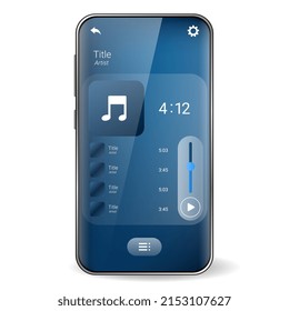 music player user interface realistic smartphone, Smartphone redesign realistic object 