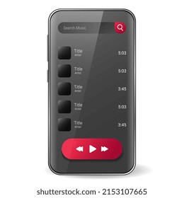 music player user interface realistic smartphone, Smartphone redesign realistic object 