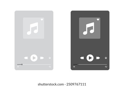 Music player vector design. Music media player interface template. Music application interface. Music player