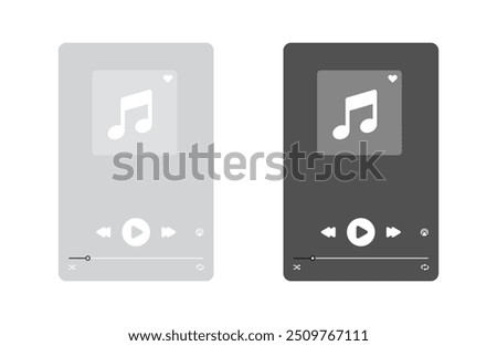 Music player vector design. Music media player interface template. Music application interface. Music player