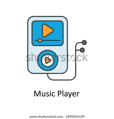 Music Player Vector   Fill outline Icons. Simple stock illustration stock