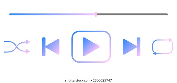 Music player vector. Gradient media player buttons for music app