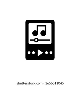 Icono vectorial del reproductor de música en el diseño plano sólido negro icono aislado en fondo blanco