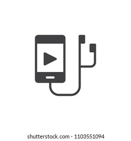 Music player vector icon. filled flat sign for mobile concept and web design. MP3 player simple solid icon. Smartphone media symbol, logo illustration. Pixel perfect vector graphics