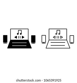 Music player vector icon, vector illustration, icon in a flat and linear style