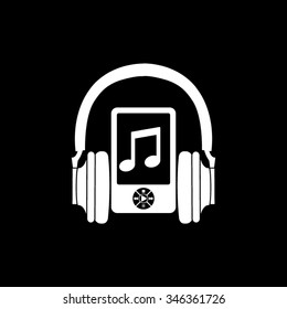 music player vector icon isolated on black