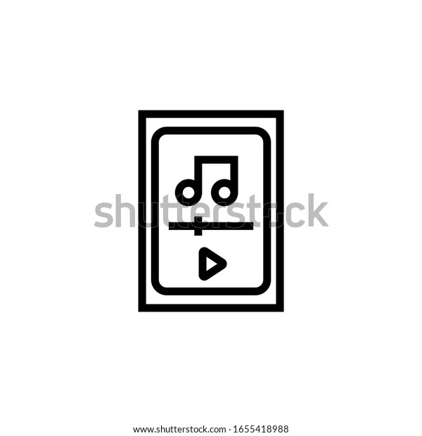 Music player vector icon in linear, outline\
icon isolated on white\
background