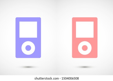 Music player vector icon. Music player to listen on the headphones icon. Music for auto icon. player for human icon. Music 10 eps flat design