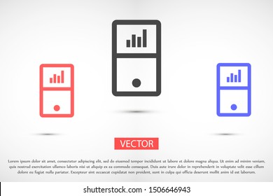 Music player vector icon. player to listen on the headphones icon. player for auto icon. player for human 10 eps flat design vector icon