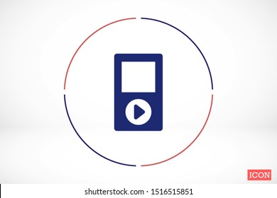 Music player vector icon. Music player to listen on the headphones icon. Music for auto icon. player for human icon. Music 10 eps flat design