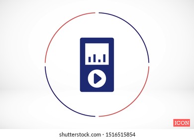 Music player vector icon. Music player to listen on the headphones icon. Music for auto icon. player for human icon. Music 10 eps flat design