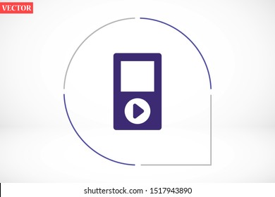 Music player vector icon. Music player to listen on the headphones icon. Music for auto icon. player for human icon. Music 10 eps flat design