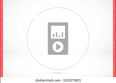 Music player vector icon. Music player to listen on the headphones icon. Music for auto icon. player for human icon. Music 10 eps flat design