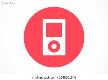 Music player vector icon. Music player to listen on the headphones icon. Music for auto icon. player for human icon. Music 10 eps flat design