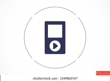 Music player vector icon. Music player to listen on the headphones icon. Music for auto icon. player for human icon. Music 10 eps flat design