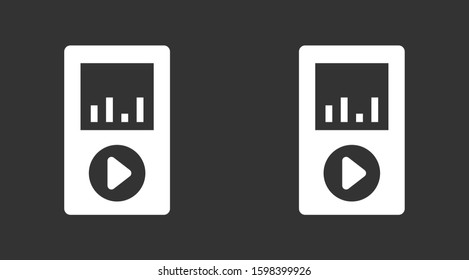 Music player vector icon. Music player to listen on the headphones icon. Music for auto icon. player for human icon. Music 10 eps flat design