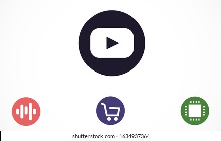 Music player vector icon. Music player to listen on the headphones icon. Music for auto icon. player for human icon. Music 10 eps flat design