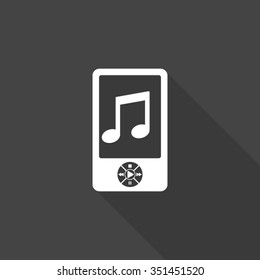music player vector icon with long shadow
