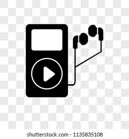 Music player vector icon on transparent background, Music player icon