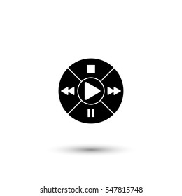 Music player vector icon with round  shadow