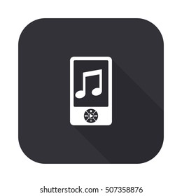 Music player vector icon - squared button  with long shadow