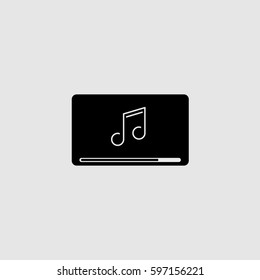 Music Player Vector Icon, The symbol of music note on black player. Simple, modern flat vector illustration for mobile app, website or desktop app  