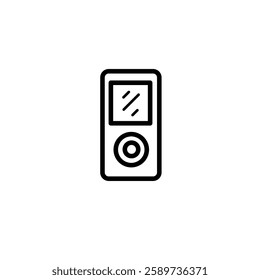 Music player with vector line art . Sign and symbol. Clip art, minimalist simple outline. Hand drawing technology illustration. Sticker print design