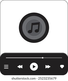 Vetor do reprodutor de música. Toque, áudio, volume, som.