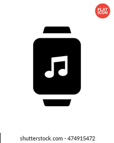 Music Player to watch Icon Flat Style Isolated Vector Illustration