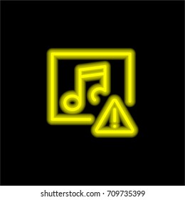 Music player yellow glowing neon ui ux icon. Glowing sign logo vector