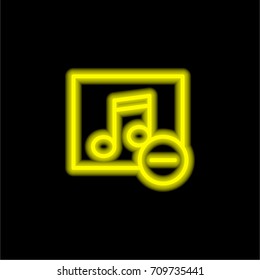 Music player yellow glowing neon ui ux icon. Glowing sign logo vector